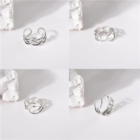 Celtic Knot Ring 925 Sterling Silver Open Middle Finger Knuckle Thumb Rings - Picture 5 of 7